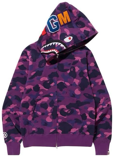BAPE Full Zip Hoodie Purple Camo Shark