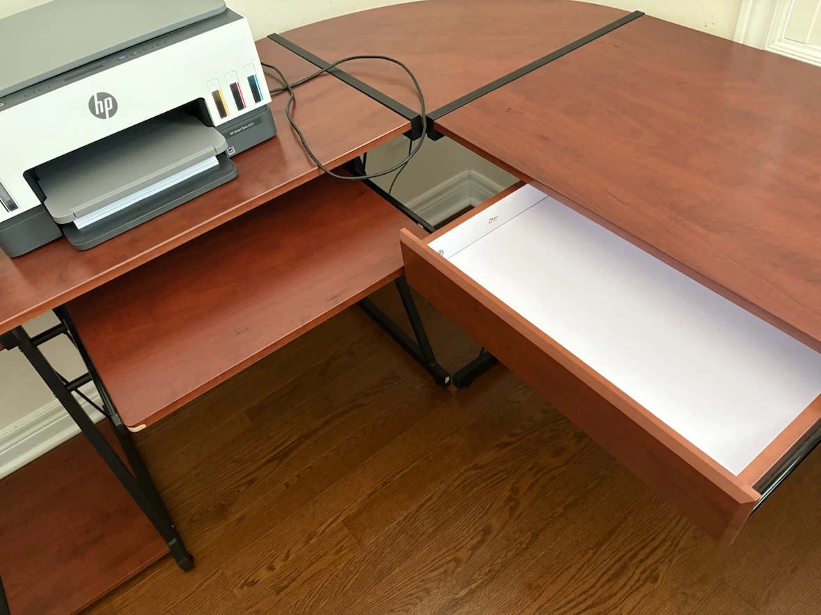 L-Shaped Computer Desk with Keyboard Tray - photo 3