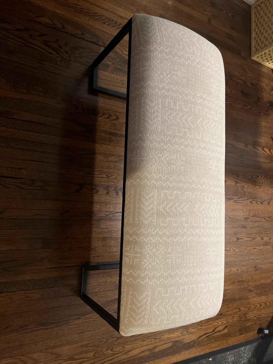 Upholstered Bench with Black Metal Frame
