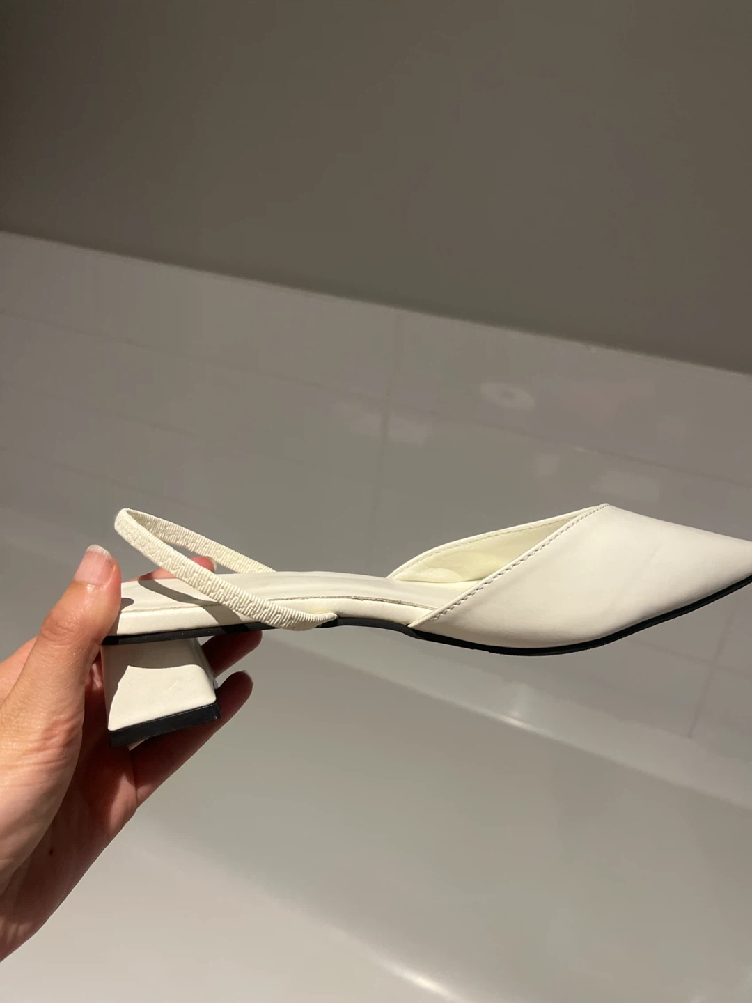 White Pointed Toe Slingback Flats