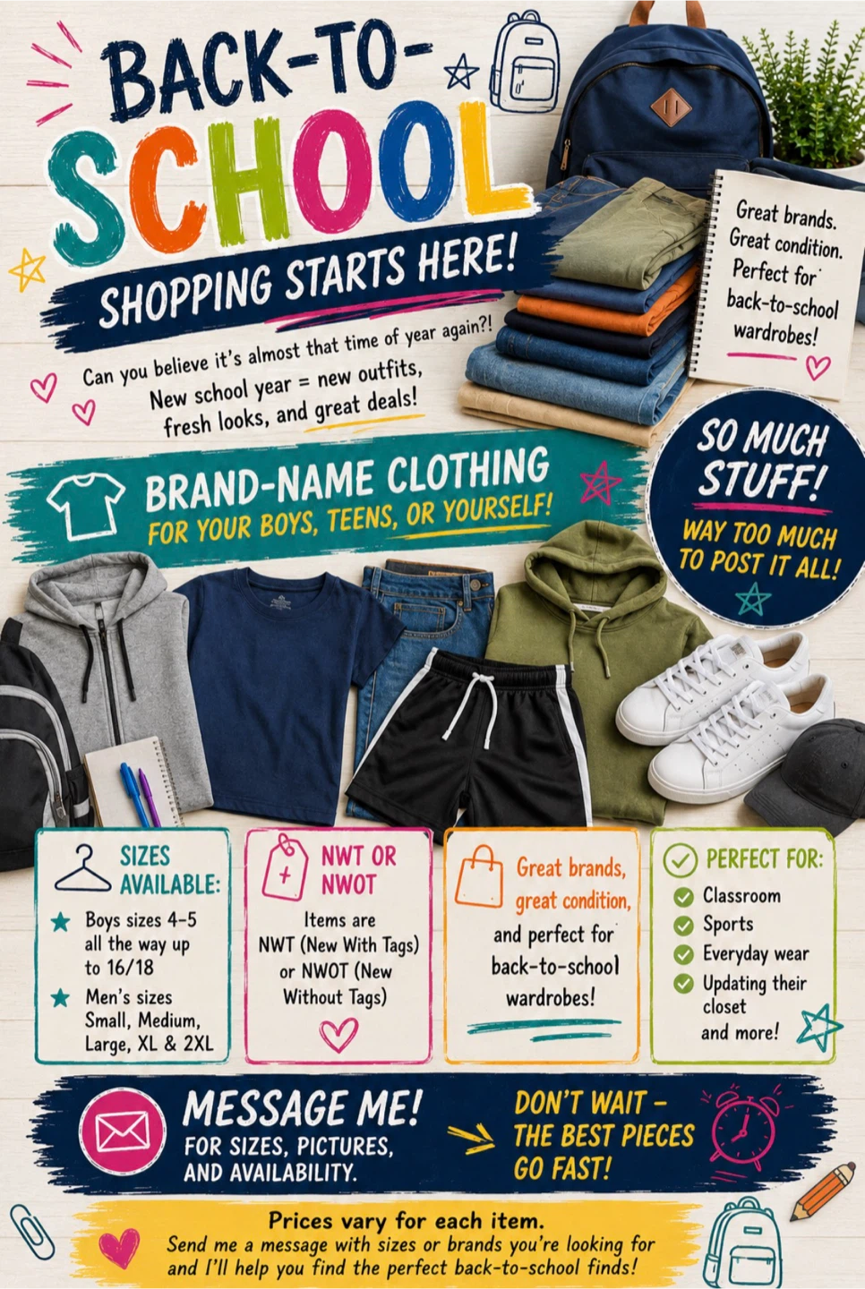 Brand-Name Back-to-School Clothing for Boys, Teens, or Yourself!