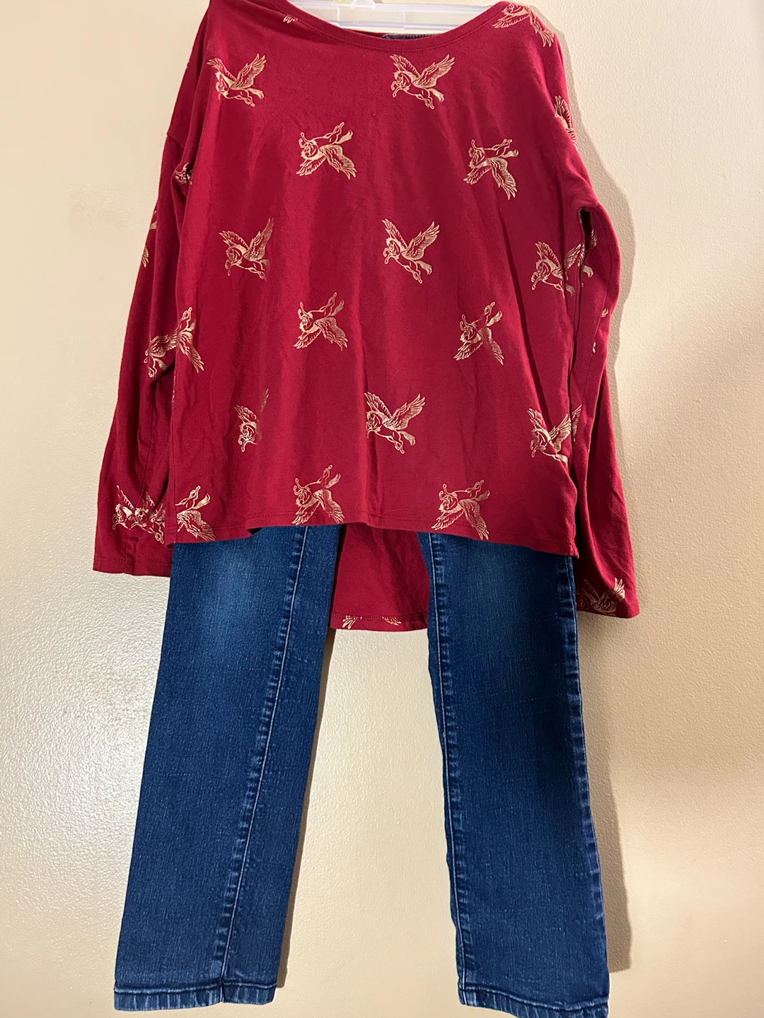 Parasuco GirlsJeans and Old Navy Red with Gold pegasus top - photo 3