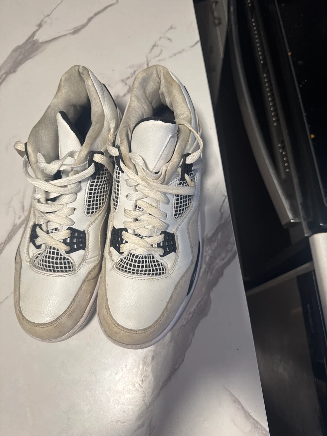 Air Jordan 4 Retro White Black Sneakers - photo 2
