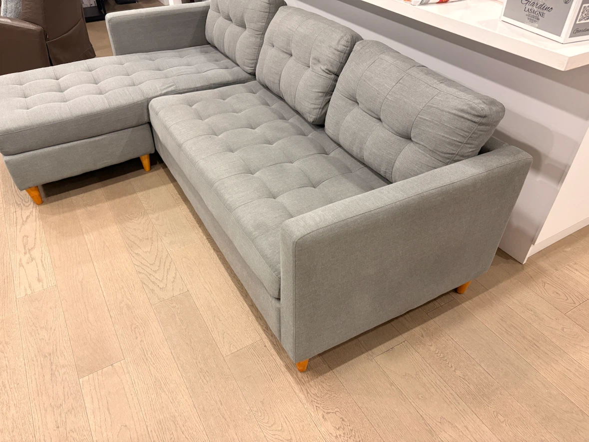 Grey Sectional Sofa with Tufted Cushions - photo 2