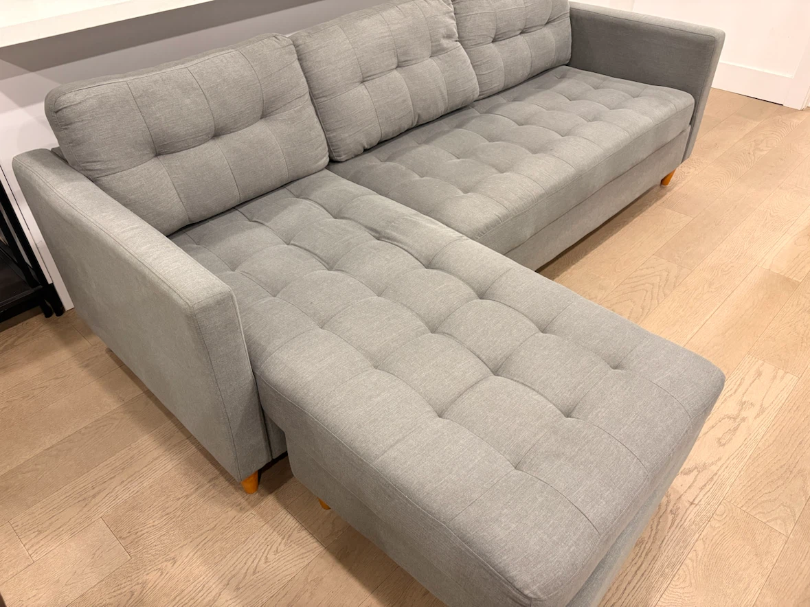 Grey Sectional Sofa with Tufted Cushions - photo 3