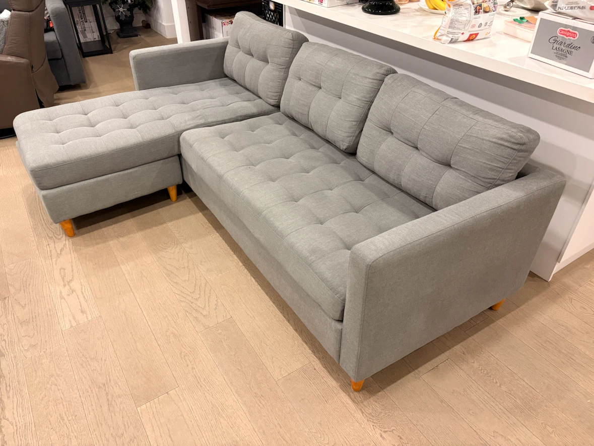 Grey Sectional Sofa with Tufted Cushions - photo 4