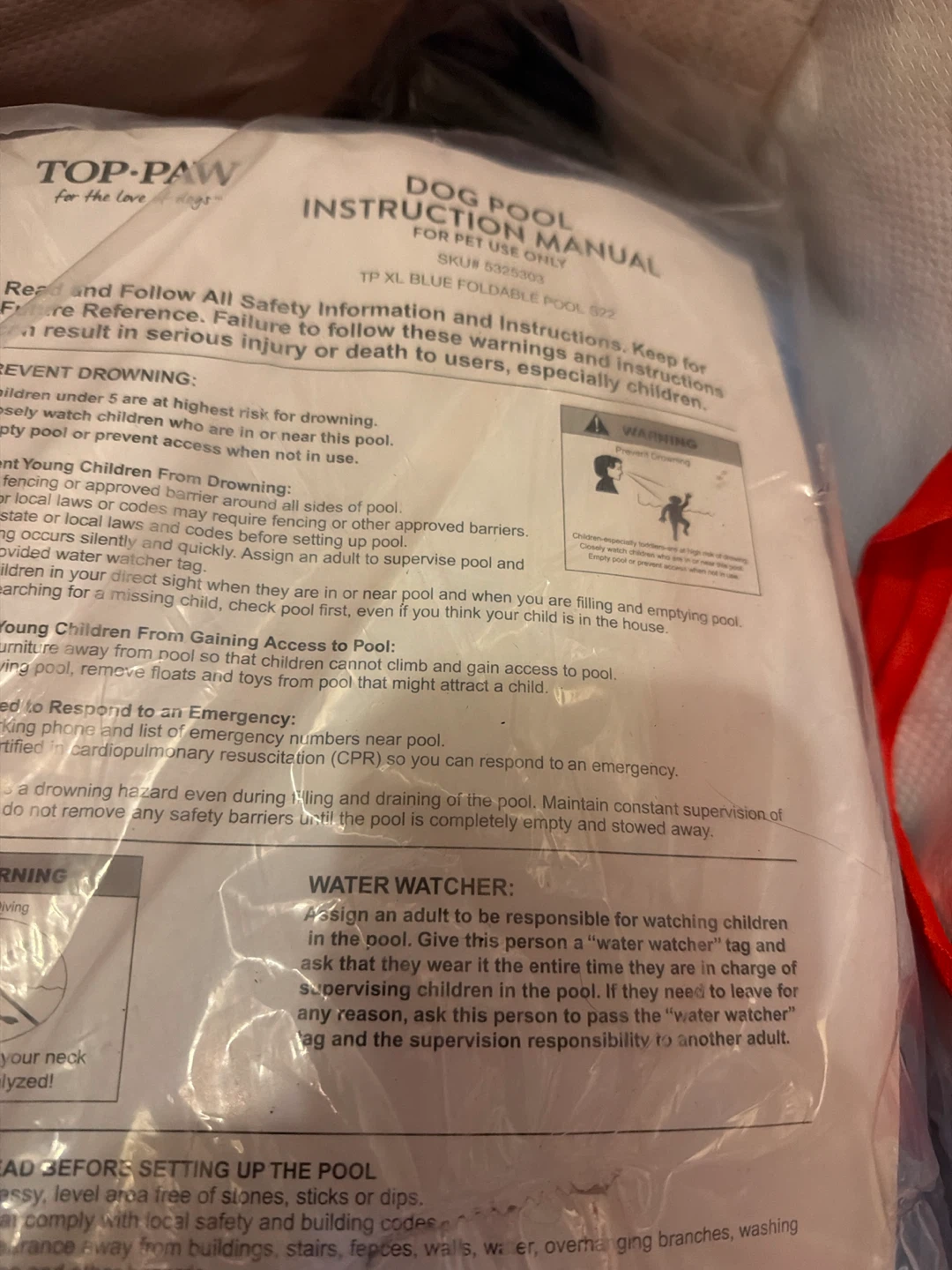 Top-Paw TP XL Blue Foldable Dog Pool Instruction Manual