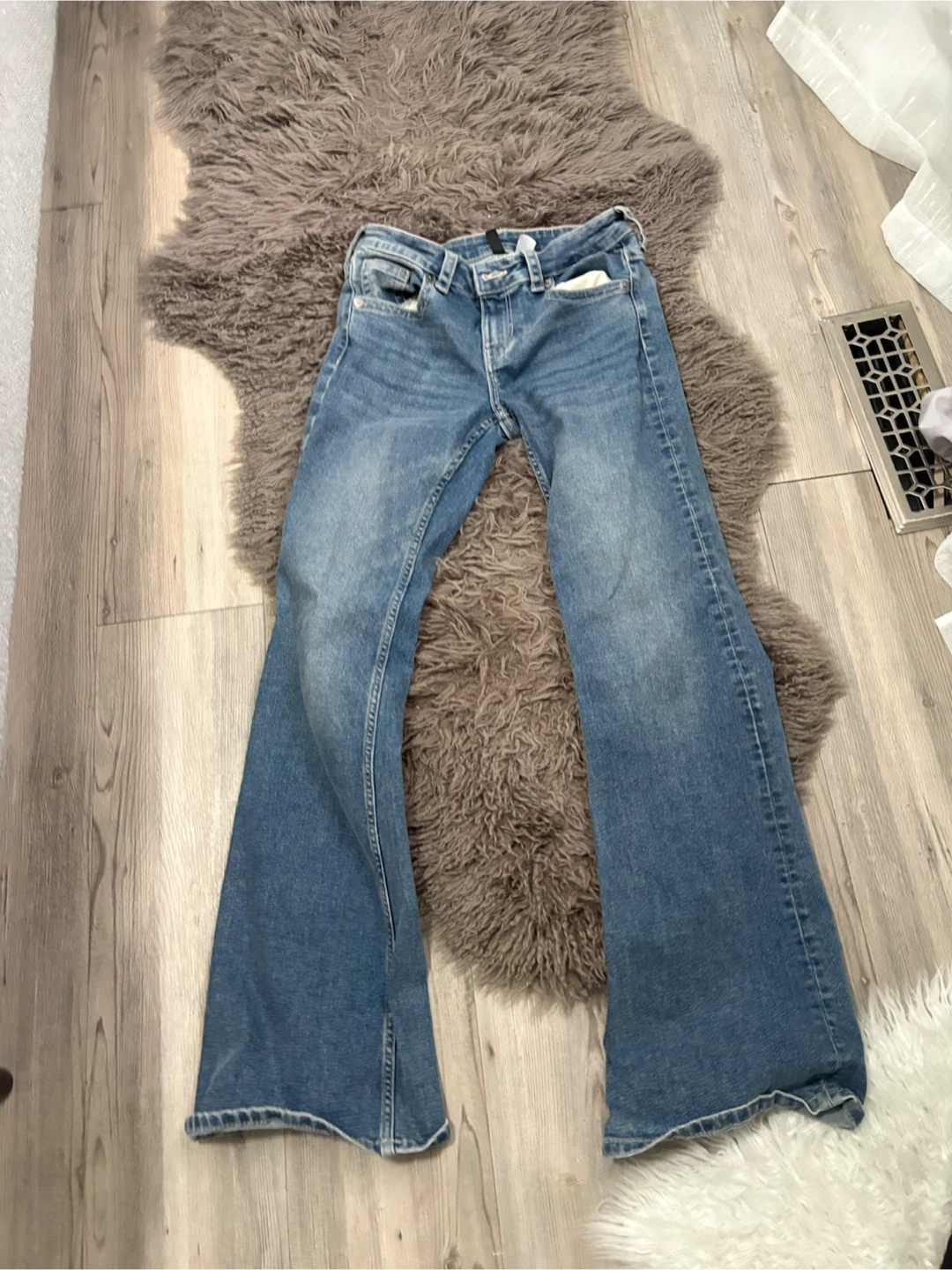 Blue Low Rise Denim Flare Jeans