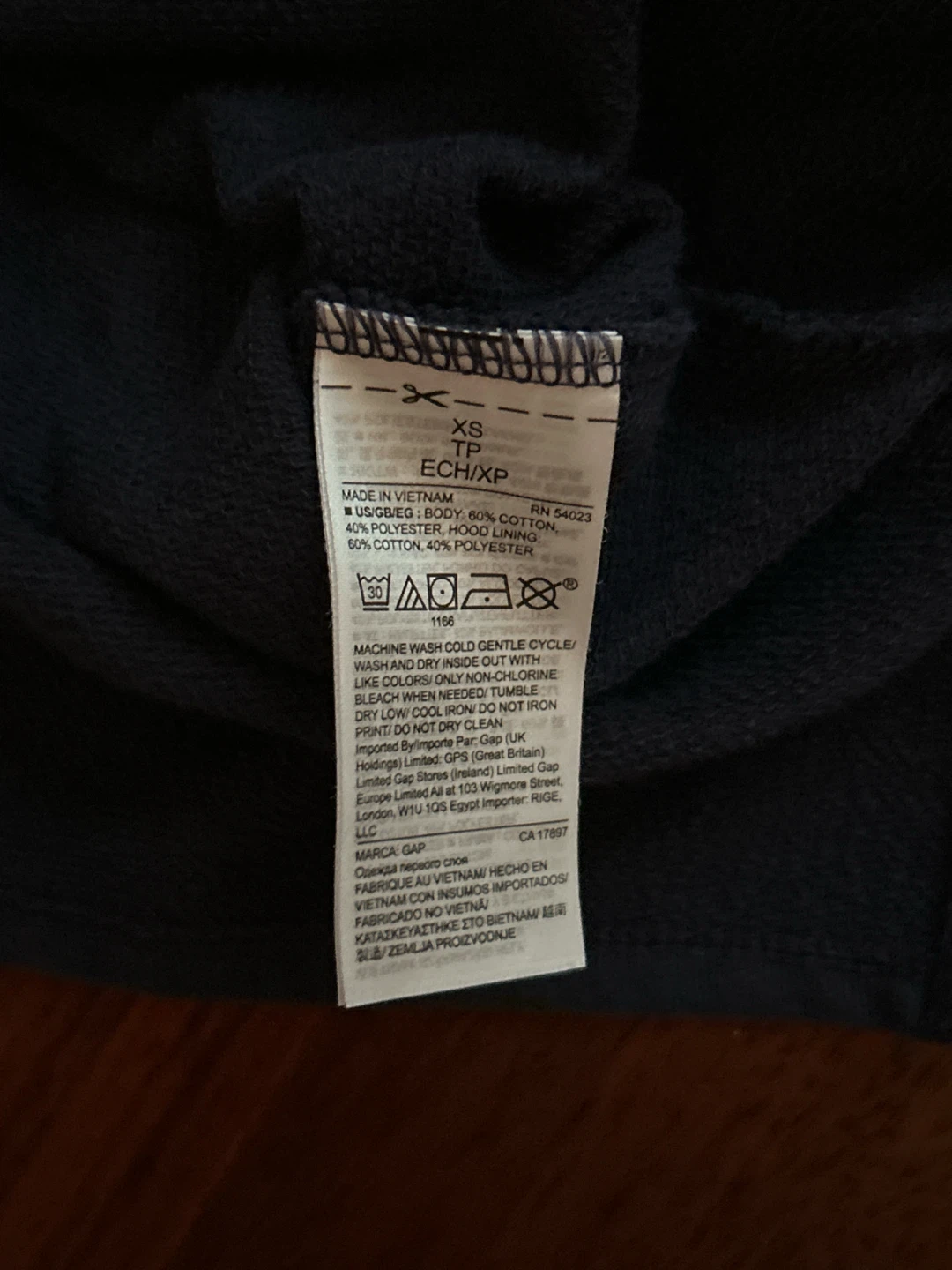 Navy Cropped Gap Hoodie with Shiny Light Blue Logo - photo 5