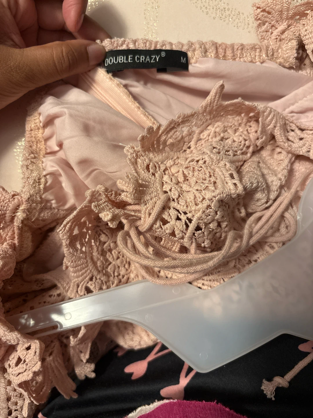 Double Crazy Pink Lace Dress - Size M - photo 3