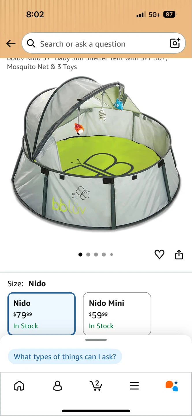 bbluv Nido 37" Baby Sun Shelter Tent