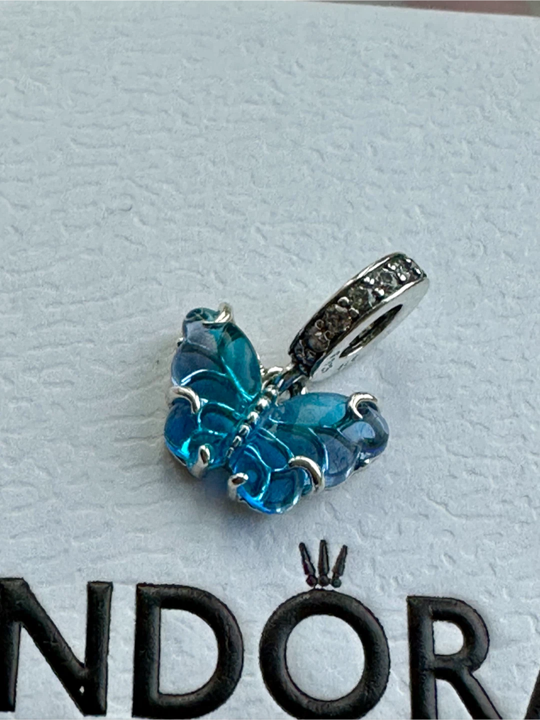 Authentic Pandora Blue Murano Glass Butterfly Dangle 🦋 - new