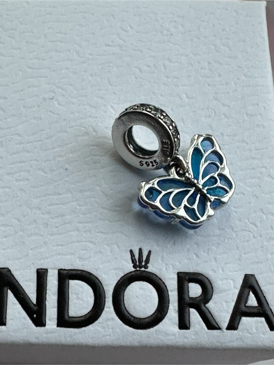 Authentic Pandora Blue Murano Glass Butterfly Dangle 🦋 - new - photo 2