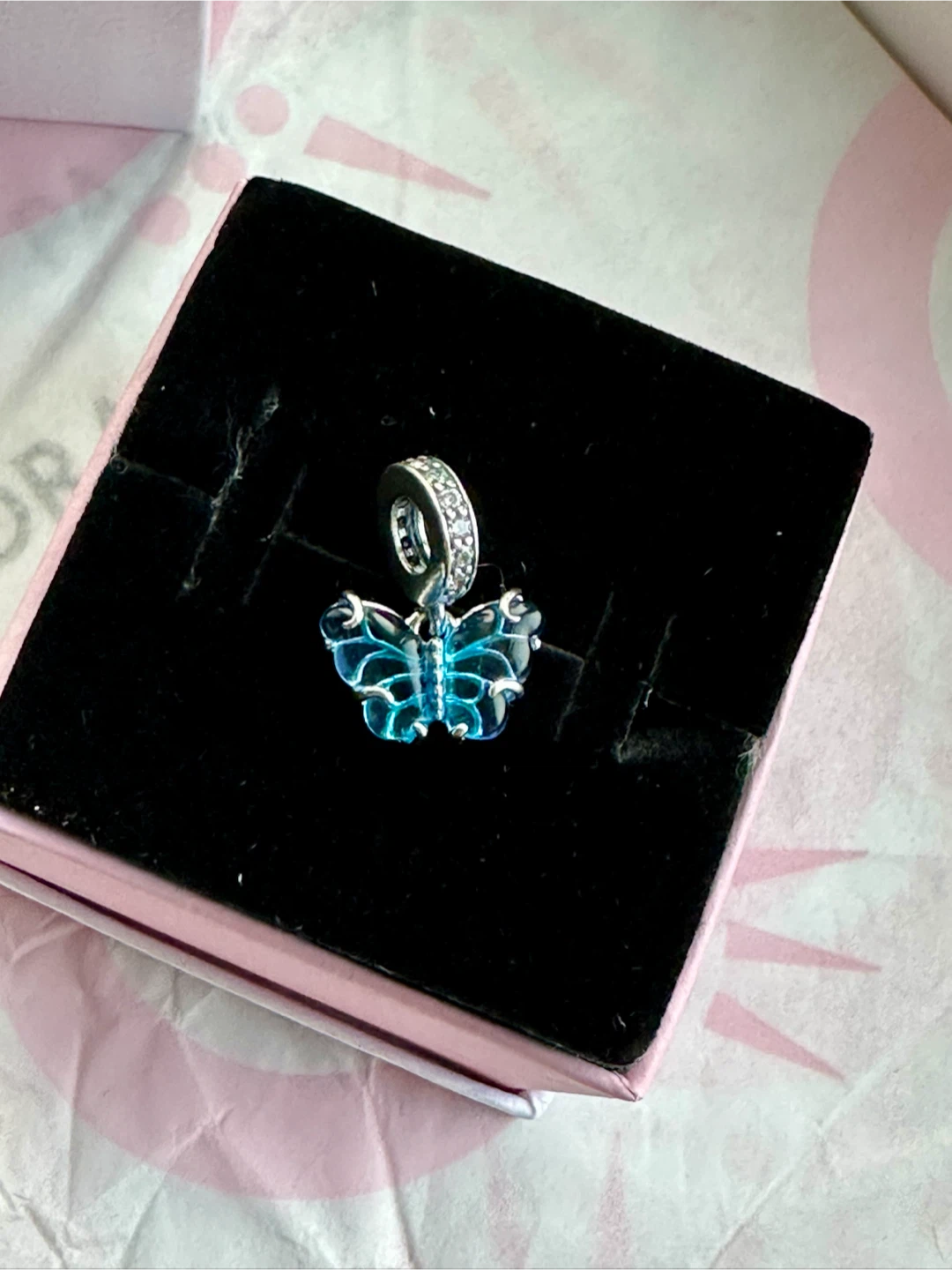 Authentic Pandora Blue Murano Glass Butterfly Dangle 🦋 - new - photo 4