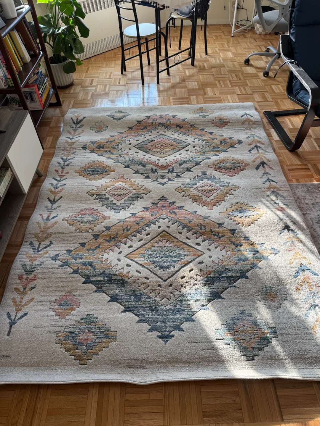 Boho Diamond Area Rug with non slip pad