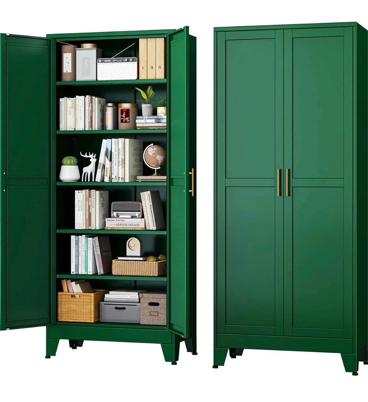 Green Metal Storage Cabinet with Doors