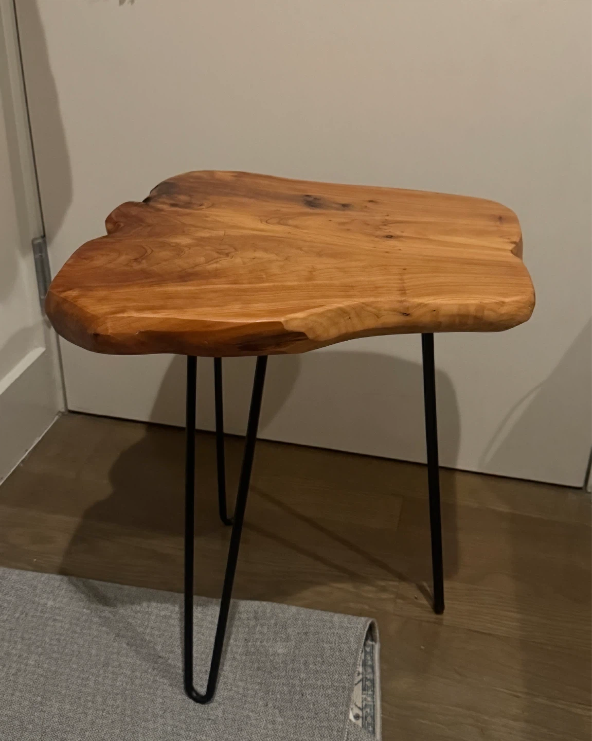 Edge Wood Side Table with Black Legs