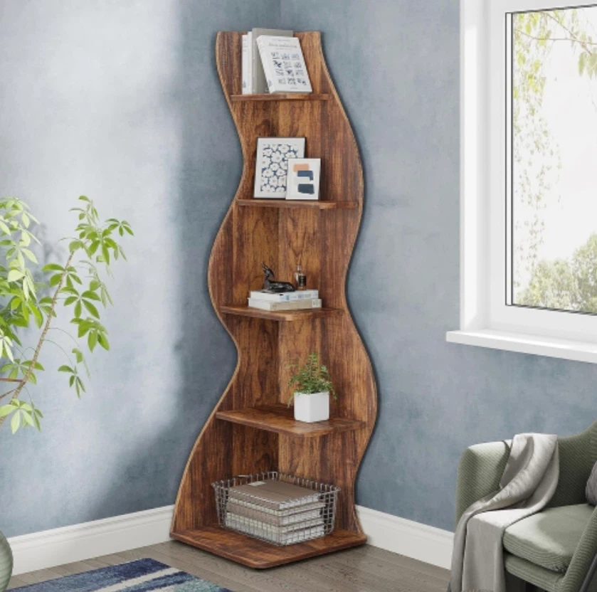 Brand new Tribesigns Wavy Corner Bookshelf