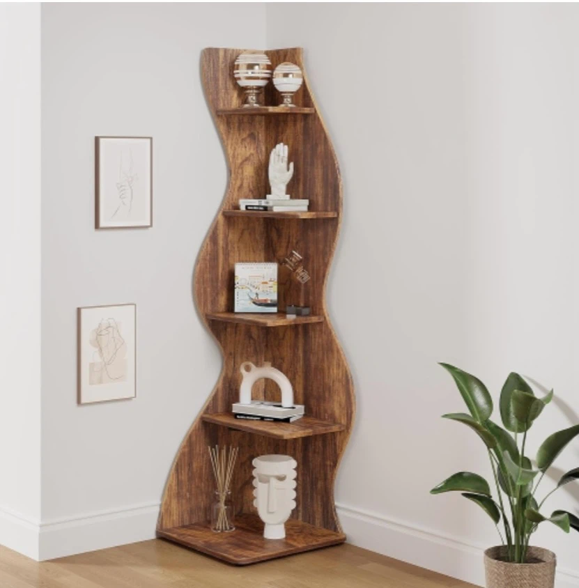 Brand new Tribesigns Wavy Corner Bookshelf - photo 5