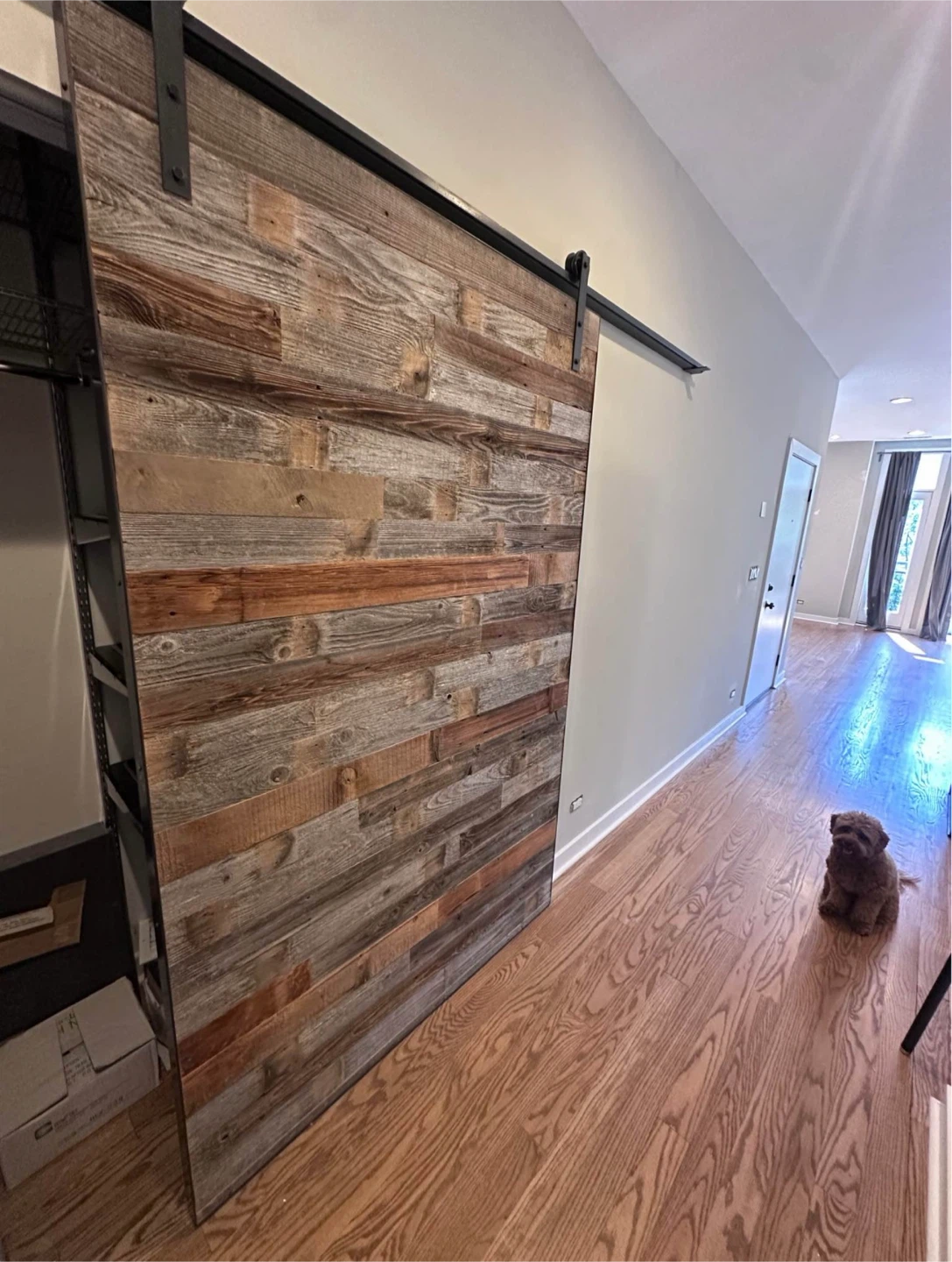 Reclaimed Wood Barn Door with Black Hardware