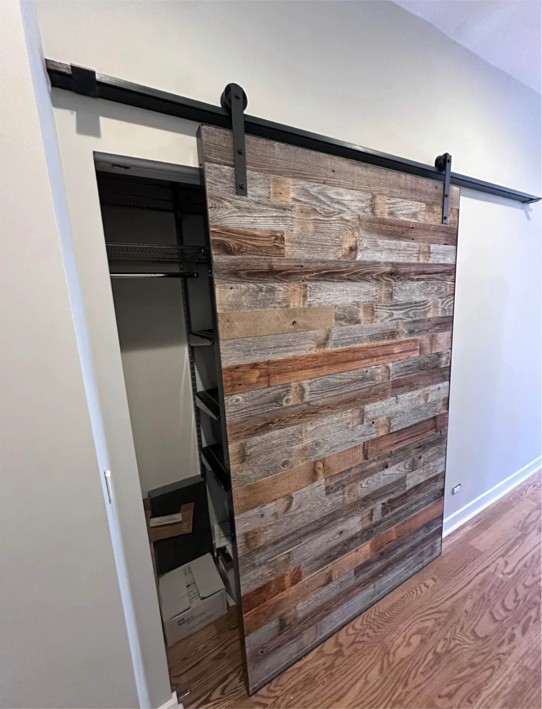 Reclaimed Wood Barn Door with Black Hardware - photo 2