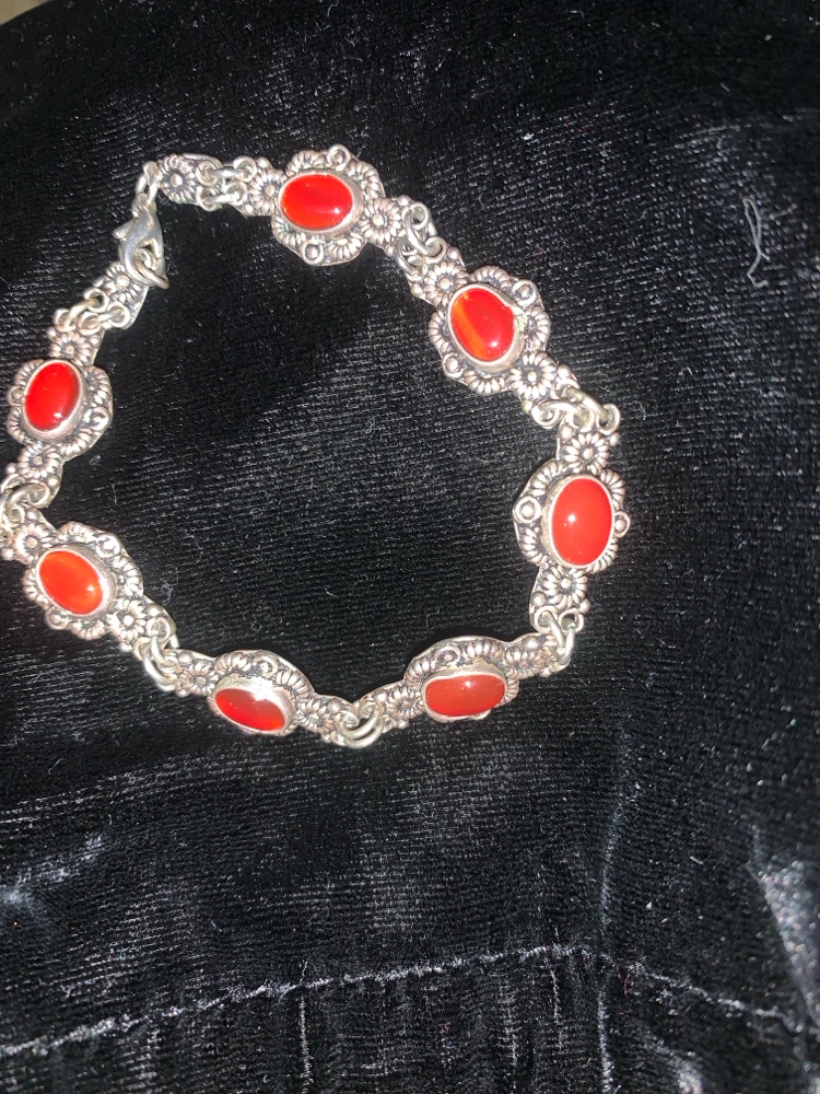 Sterling silver Bracelet with Red Stones