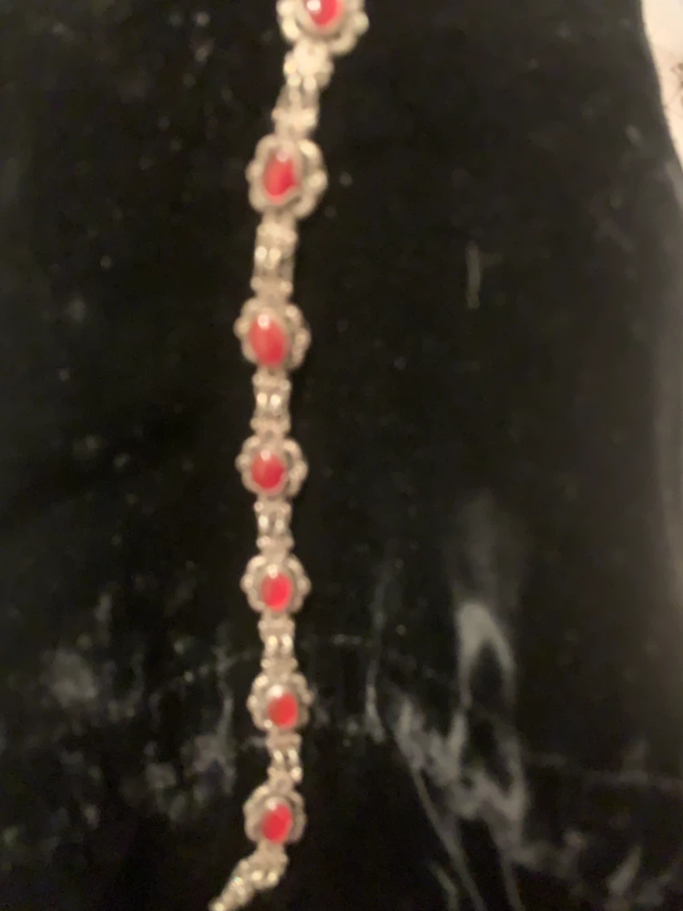Sterling silver Bracelet with Red Stones - photo 2