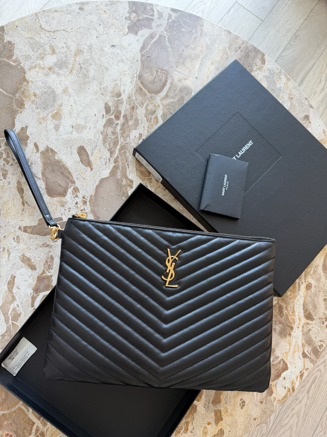 Saint Laurent Black Leather Pouch Clutch - photo 3