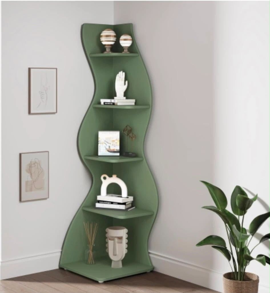 Brand new tribesigns Green Wavy Corner Bookshelf - photo 5