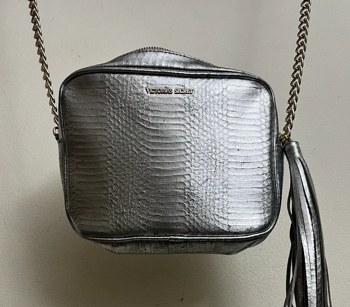 Victoria's Secret Silver Embossed Crossbody Bag with Tassel - photo 3