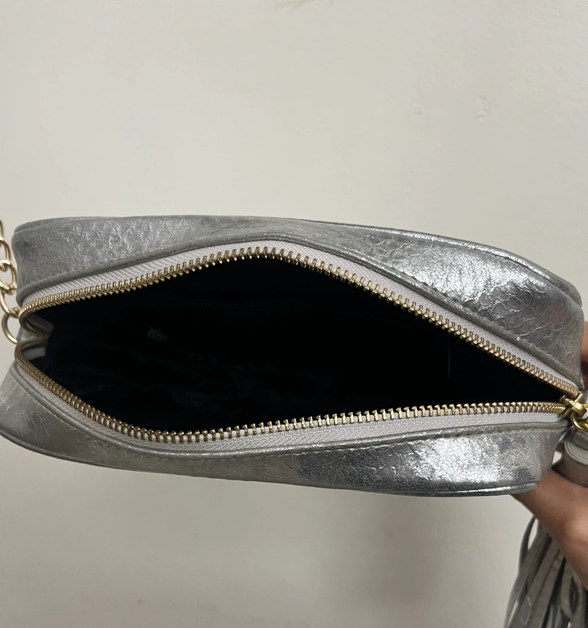 Victoria's Secret Silver Embossed Crossbody Bag with Tassel - photo 4