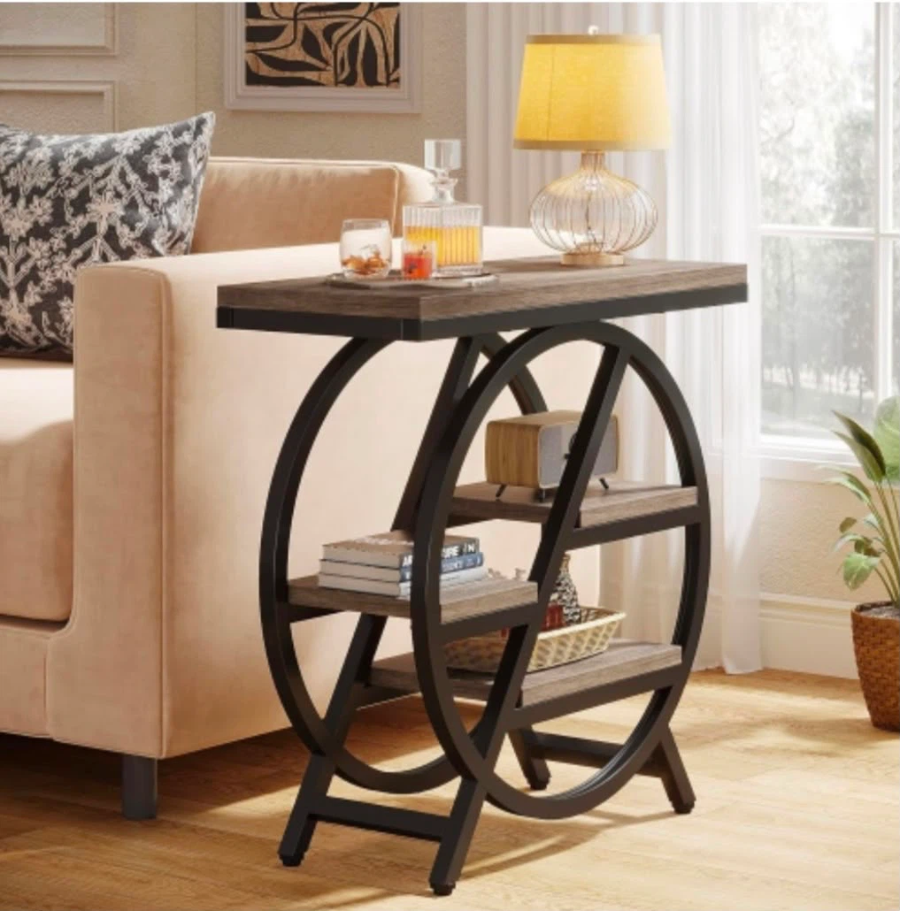 Brand new Tribesigns Round C-Shaped Side Table with Shelves