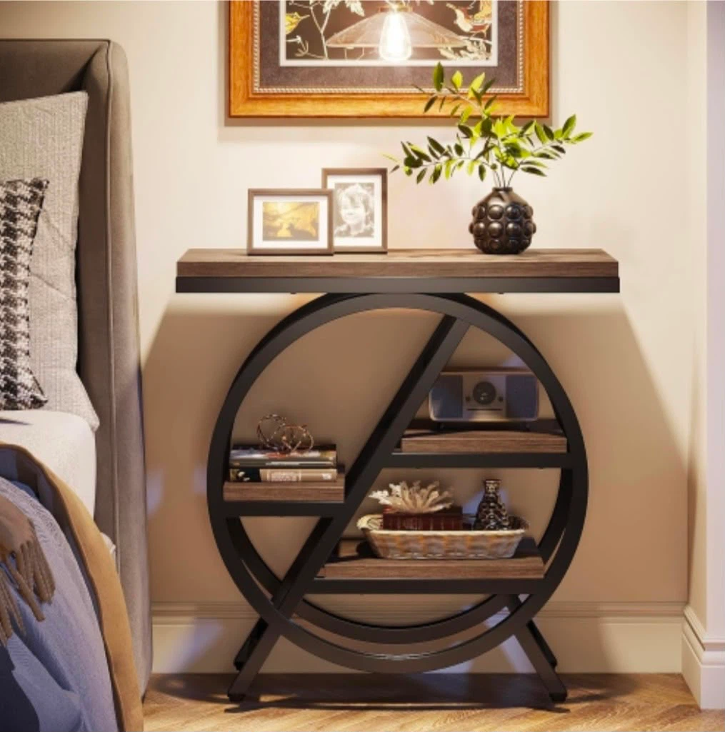 Brand new Tribesigns Round C-Shaped Side Table with Shelves - photo 2