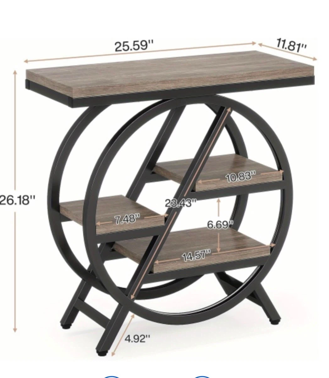 Brand new Tribesigns Round C-Shaped Side Table with Shelves - photo 3