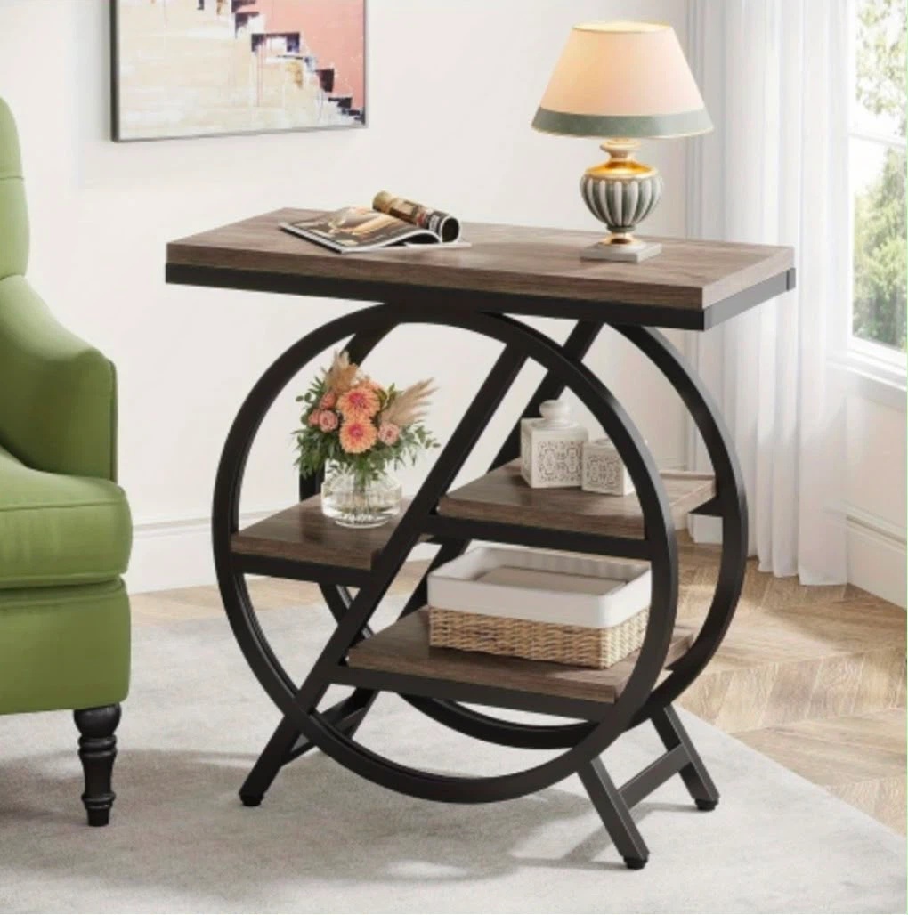 Brand new Tribesigns Round C-Shaped Side Table with Shelves - photo 4