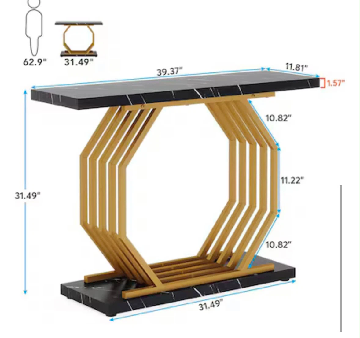 Brand new tribbesigns Console Table Black Marble - photo 5