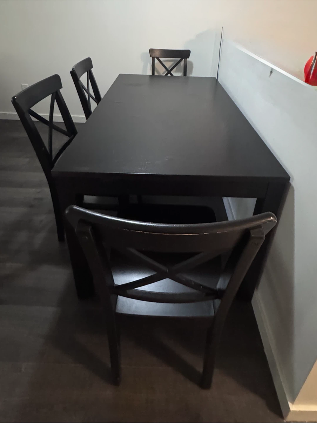 Move Out Sale - Dark Wood Dining Table with 4 Chairs
