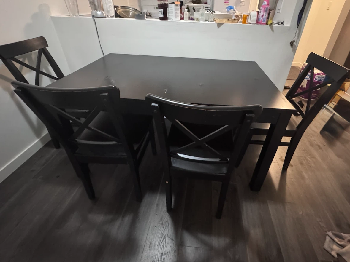 Move Out Sale - Dark Wood Dining Table with 4 Chairs - photo 2