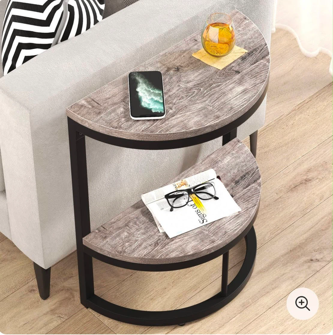 Brand new tribesigns Half Round End Table with Metal Frame