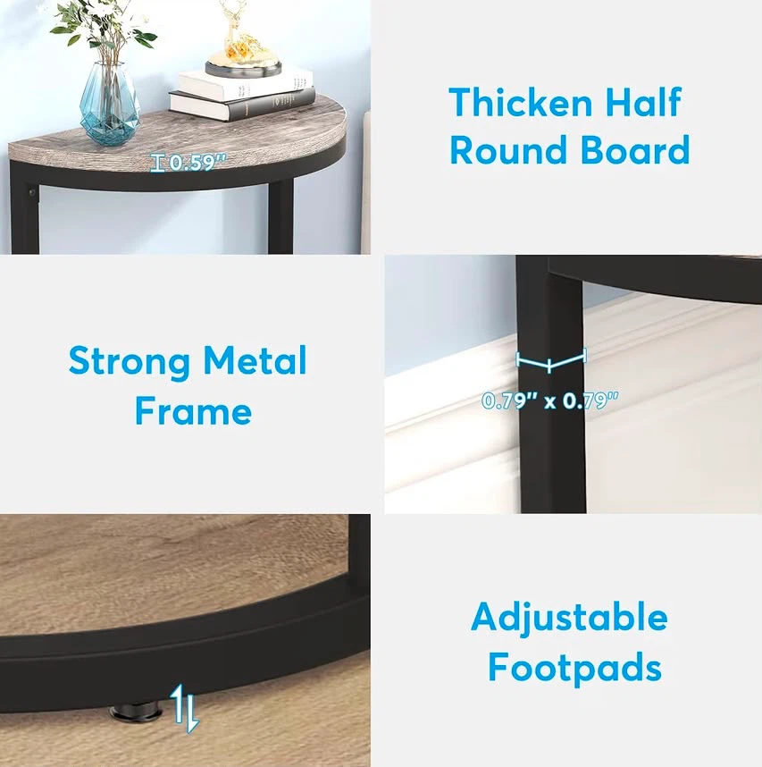 Brand new tribesigns Half Round End Table with Metal Frame - photo 5