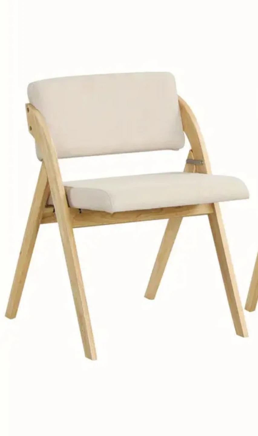 Wooden Folding Chair with Cream Cushions