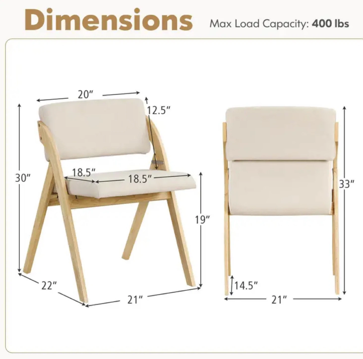 Wooden Folding Chair with Cream Cushions - photo 2