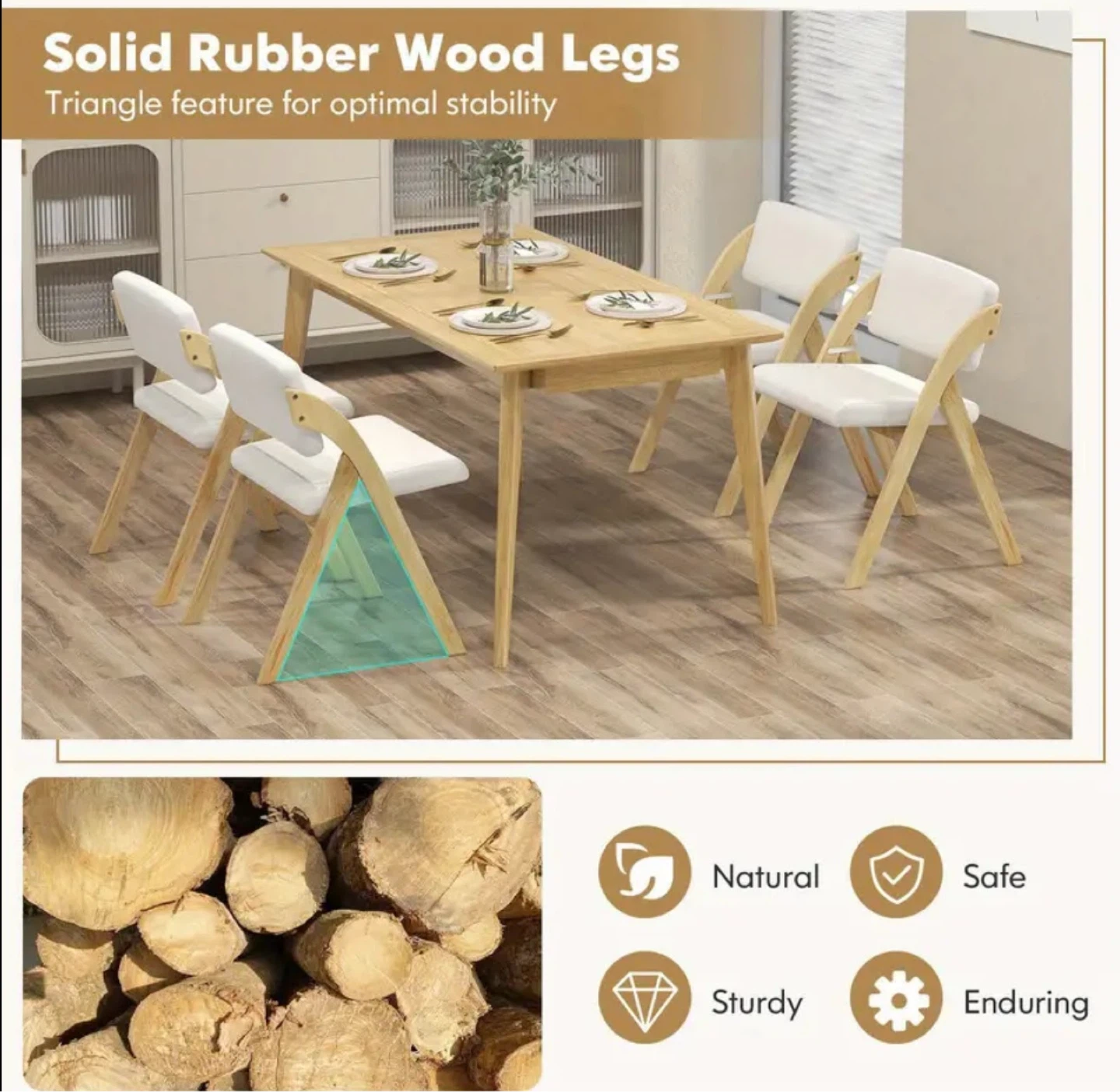 Wooden Folding Chair with Cream Cushions - photo 3