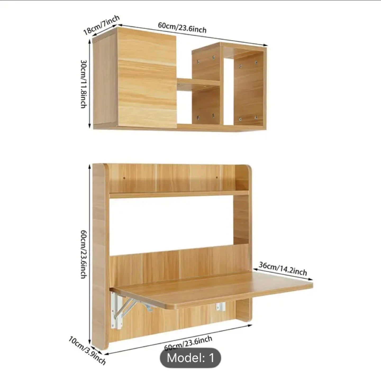 Wall Mounted Foldable Desk with Shelf - photo 3