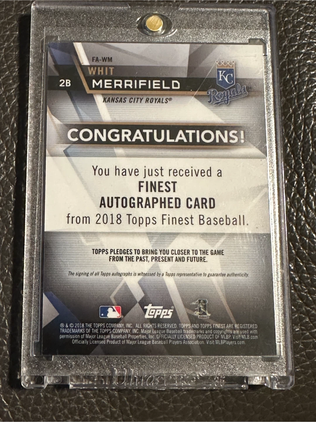Whit Merrifield 2018 Topps Finest Auto Baseball Card 15/25! - photo 3