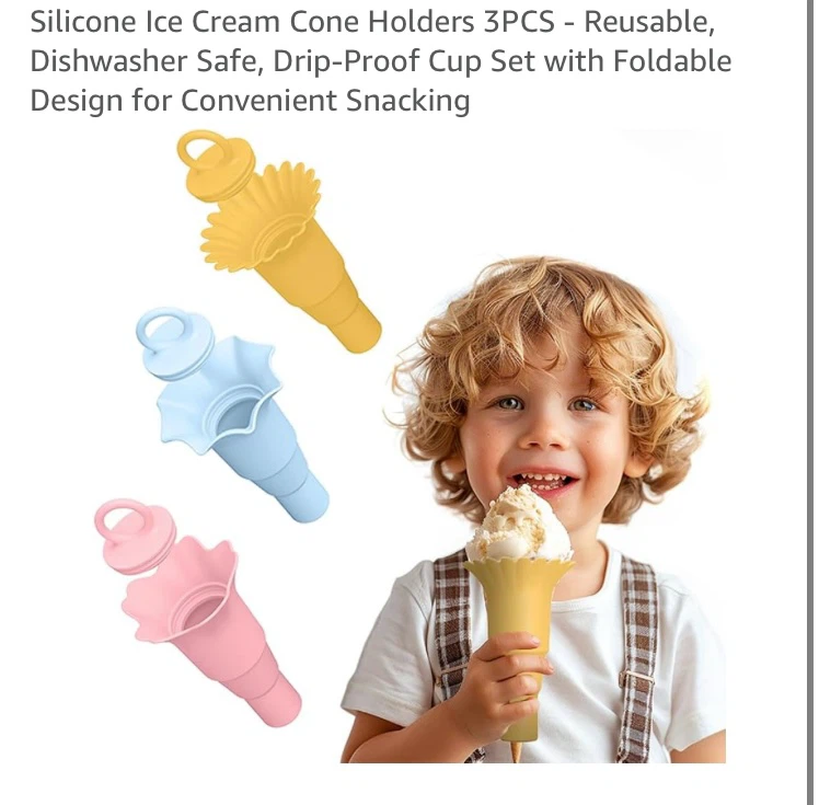 Silicone Ice Cream Cone Holders - 3 Pieces - photo 3