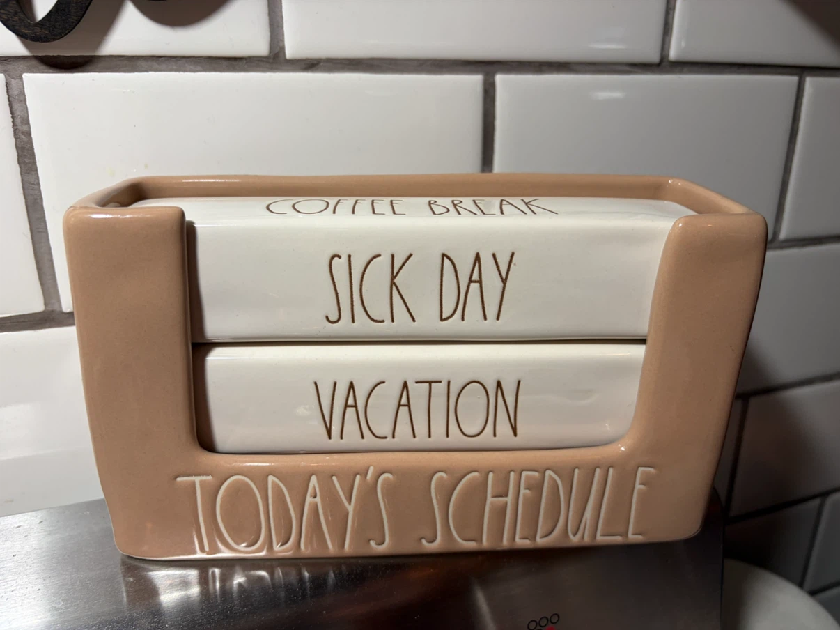 Rae Dunn Today’s Schedule Ceramic Desk Sign Block - photo 2