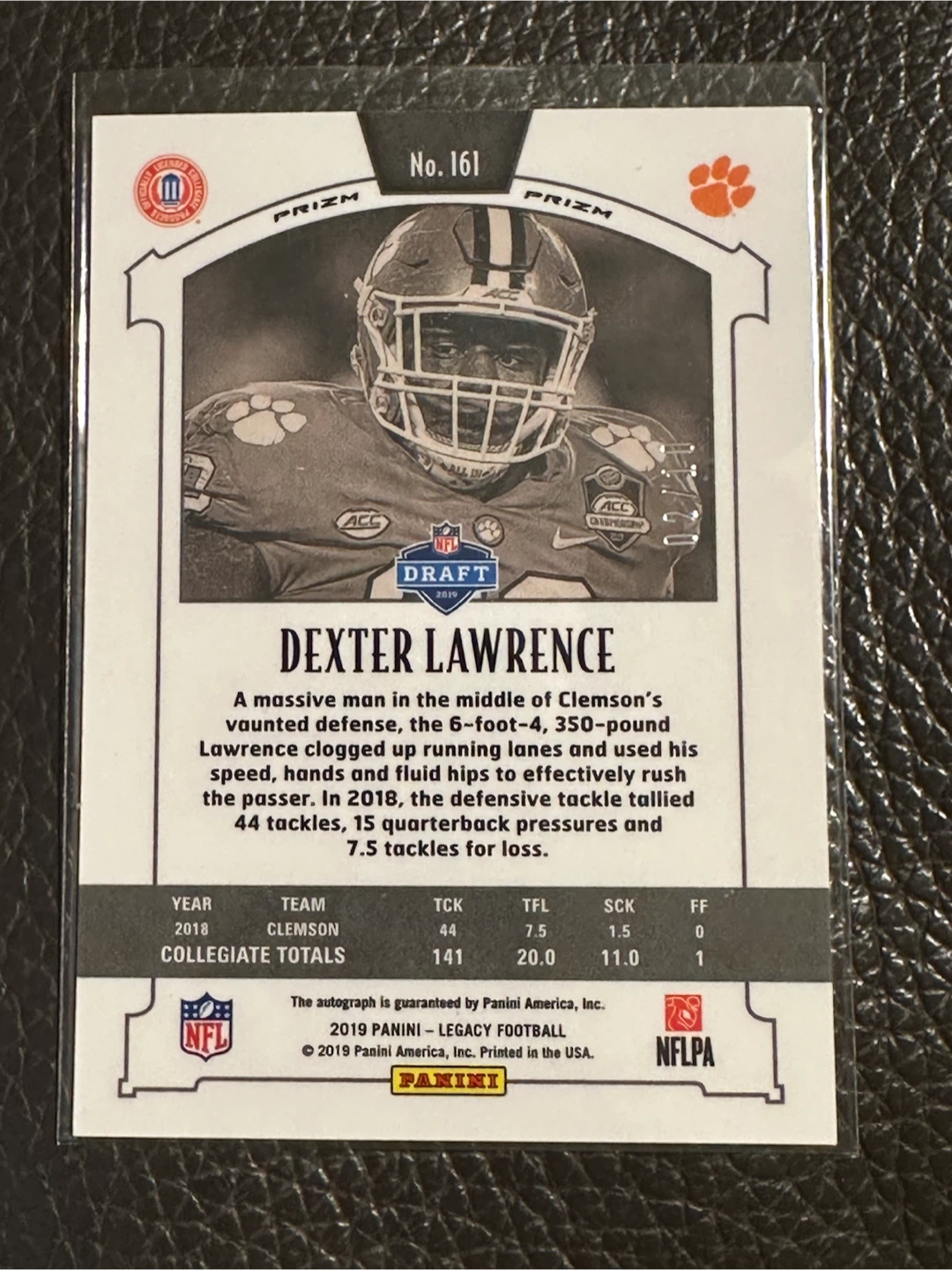 2019 Panini Legacy Dexter Lawrence Rookie Auto 2/10! - photo 2