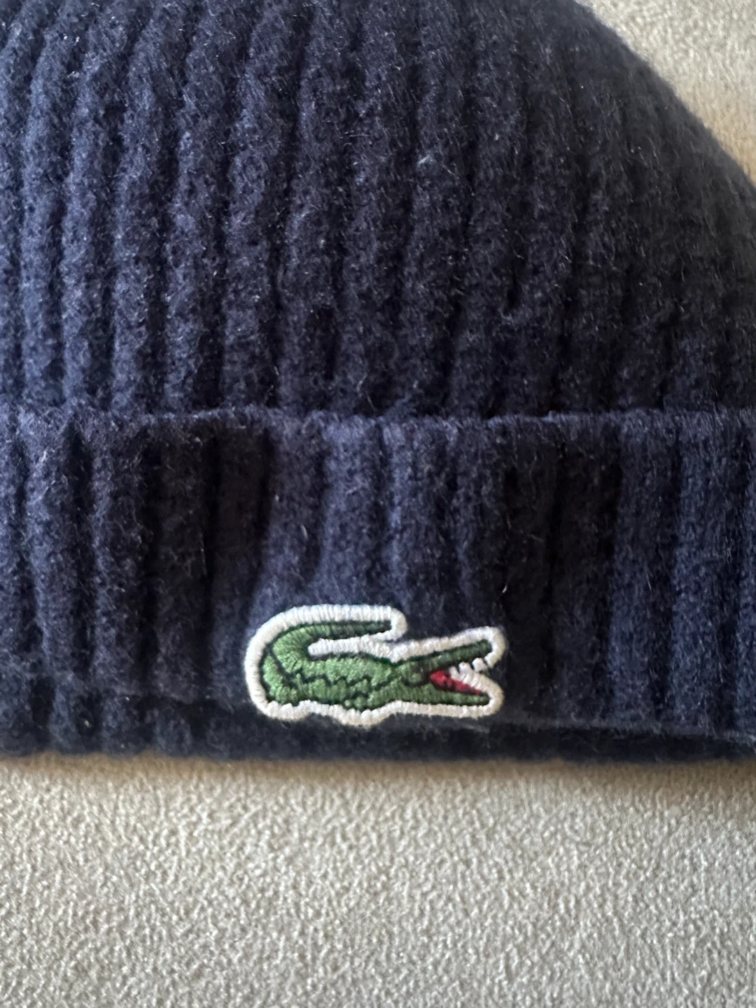 Lacoste Navy Wool Beanie