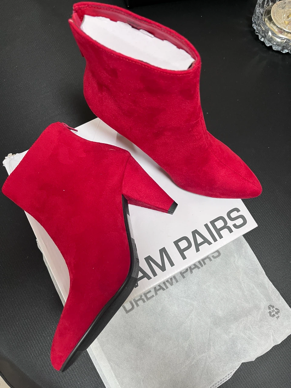 Size8.5/ Dream Pairs Red Suede Ankle Boots